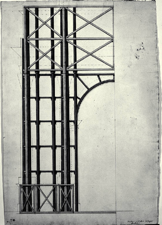 Prospetto dell'armatura di un altare del Corpus Domini (disegno) di Amati, Carlo (primo quarto sec. XIX)