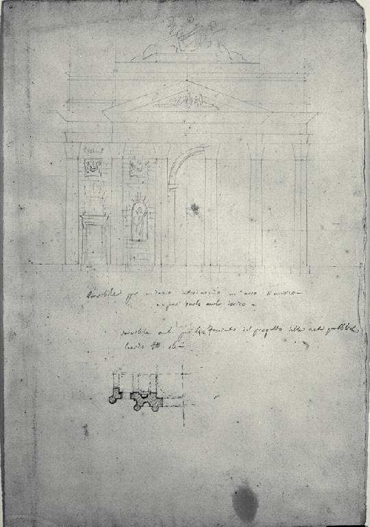 Pianta e prospetto di un dazio (disegno) di Amati, Carlo (prima metà sec. XIX)