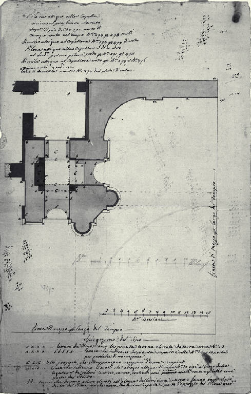 Pianta di un pilone della chiesa di S. Vittore a Calcio (disegno) di Amati, Carlo (sec. XIX)