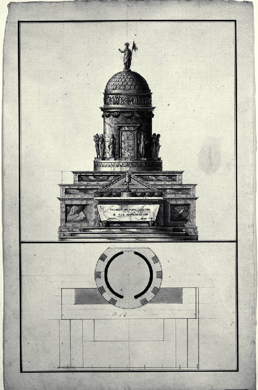 Pianta e prospetto di un altare (disegno) di Amati, Carlo (inizio sec. XIX)