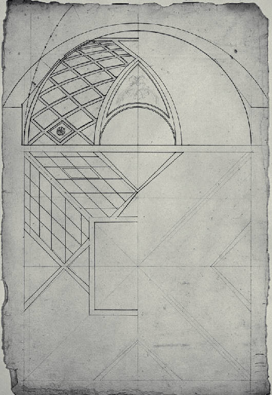 Volta con lunetta e cassettoni (disegno) di Amati, Carlo (sec. XVIII)