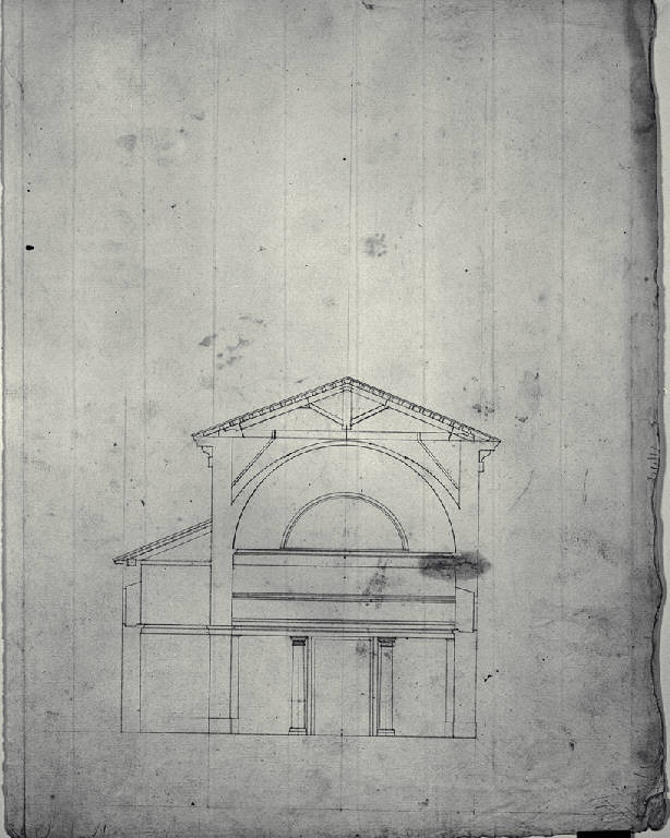 Sezione trasversale della chiesa della Madonna del Rosario a Annone di Brianza (disegno) di Amati, Carlo (sec. XIX)
