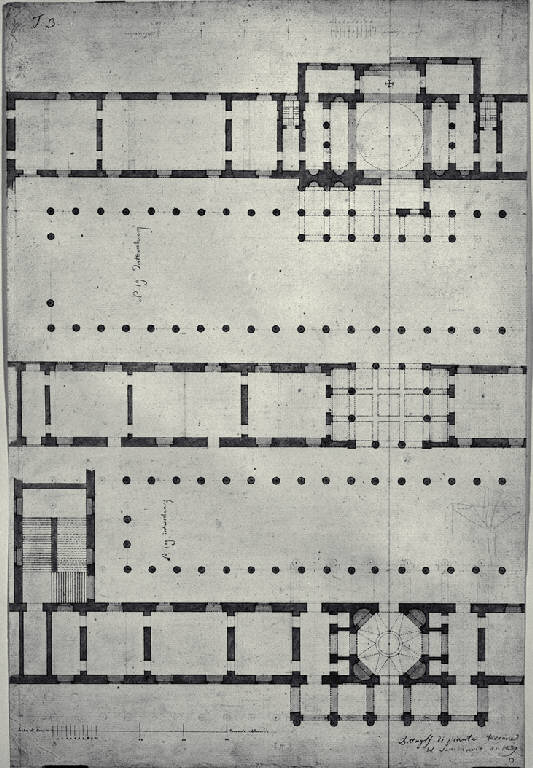 Pianta parziale del piano terra di un seminario (disegno) di Amati, Marco (sec. XIX)