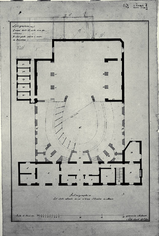 Pianta del Teatro di Monza (disegno) di Amati, Carlo (sec. XIX)