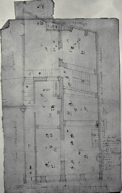 Pianta del piano terra di Casa Peretto a Milano (già Strada della Vittoria 3604) (disegno) di Amati, Carlo (sec. XIX)