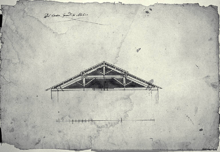 Armatura del tetto del Teatro Grande (alla Scala) a Milano (ridisegno) di Piermarini, Giuseppe (scuola) (fine sec. XVIII)