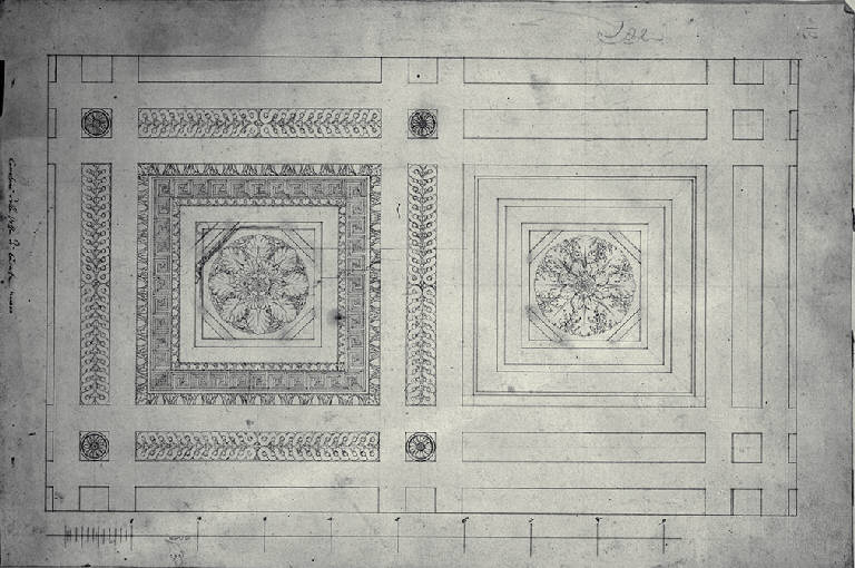 Proiezione in pianta del soffitto a cassettoni della chiesa di S. Giorgio a Casatenovo (disegno) di Amati, Carlo (sec. XIX)