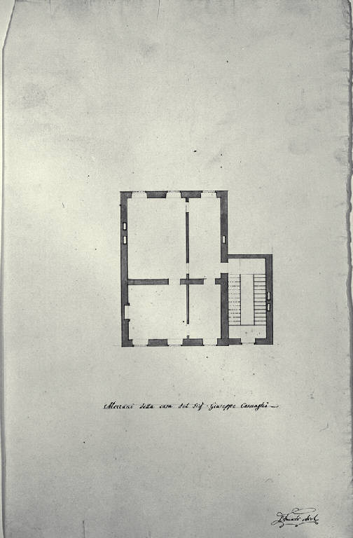Pianta dei mezzani della Villa Casnati a Casnate (disegno) di Amati, Carlo (sec. XIX)