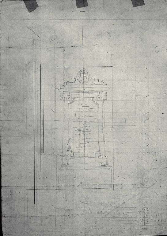 Prospetto di lapide o iscrizione (schizzo) di Amati, Carlo (sec. XIX)