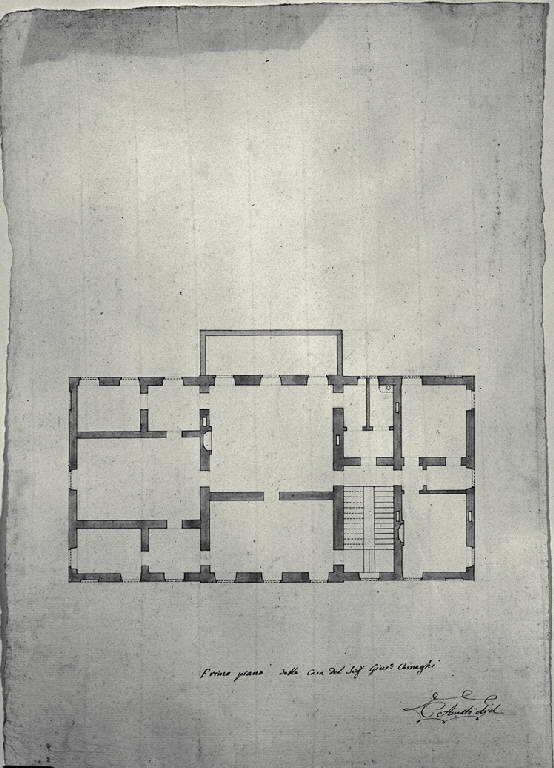 Pianta del primo piano della Villa Casnati a Casnate (disegno) di Amati, Carlo (sec. XIX)