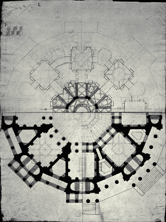 Pianta di una cappella funeraria principesca (disegno) di Amati, Carlo (fine sec. XVIII)