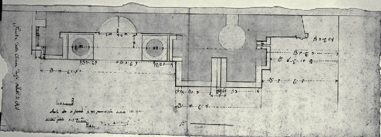 Pianta parziale della fronte del Santuario della Beata Vergine a Rho (disegno) di Amati, Carlo (fine sec. XVIII)