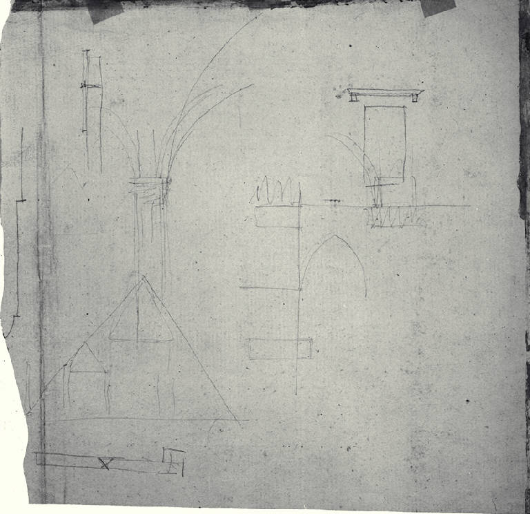 Sezione parziale di una campata e prospetto di finestra (schizzo) di Amati, Carlo (sec. XIX)