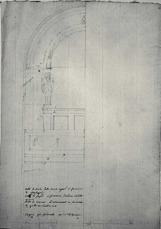 Prospetto dell'organo dell'oratorio del conte Giovanni Bovara a Palazzolo (disegno) di Amati, Carlo (sec. XIX)