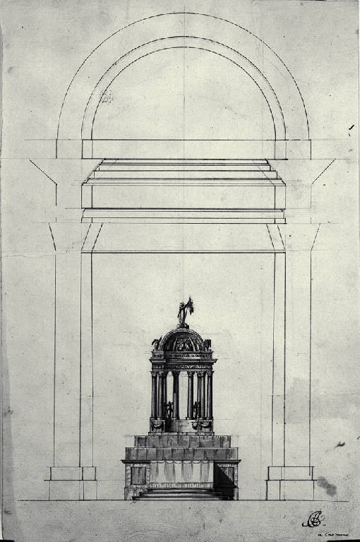 Prospetto dell'altare per la chiesa della Beata Vergine Immacolata e di S. Zeno a Cassano d'Adda (disegno) di Amati, Carlo (sec. XIX)