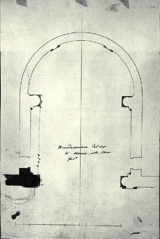 Pianta del coro della chiesa della Beata Vergine Immacolata e di S. Zeno a Cassano d'Adda (disegno) di Amati, Carlo (sec. XIX)