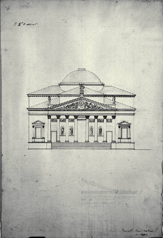 Prospetto di una basilica (disegno) di Amati, Marco (sec. XIX)