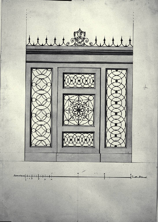 Prospetto di cancello per dimora signorile (disegno) di Amati, Carlo (prima metà sec. XIX)