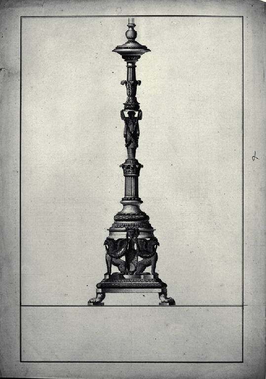 Prospetto di candelabro (disegno) di Amati, Carlo (sec. XVIII)