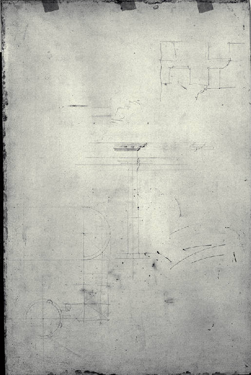 Piante e prospetto di una colonna (schizzo) di Amati, Marco (sec. XIX)