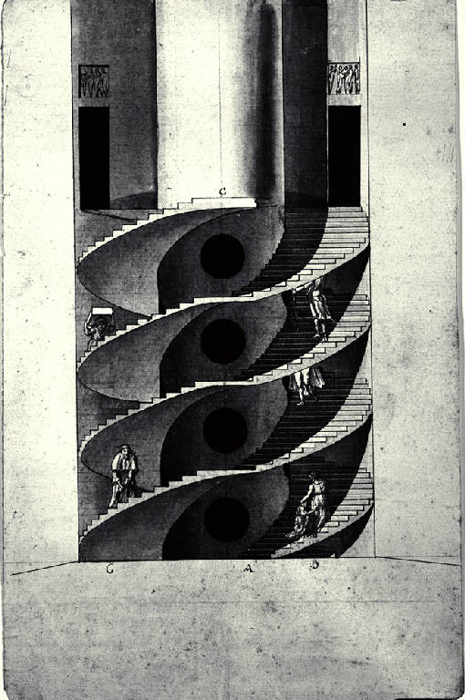 Sezione di una scala a chiocciola (disegno) di Amati, Carlo (sec. XIX)