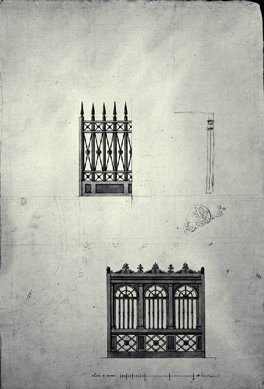 Prospetti di cancello (disegno) di Amati, Carlo (prima metà sec. XIX)