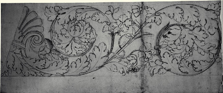 Fregio a girali (disegno) - ambito milanese (prima metà sec. XIX)