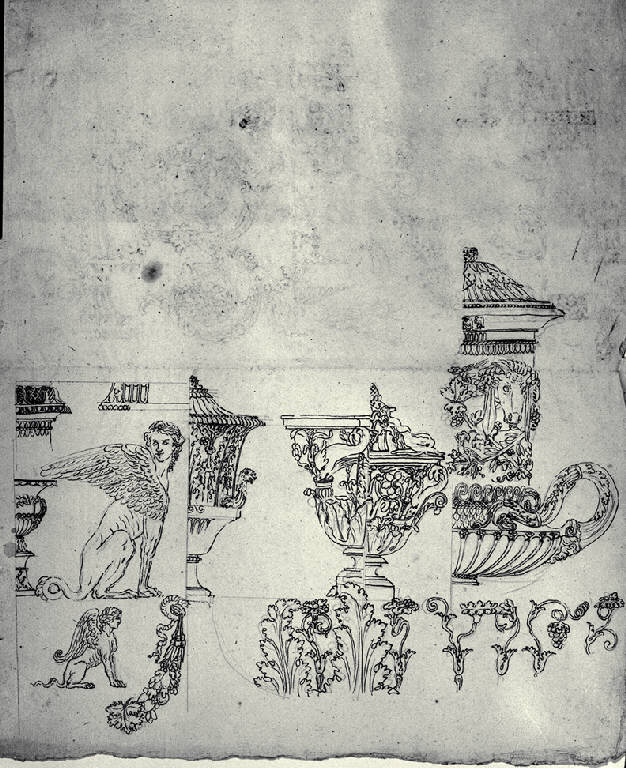 Ornati di vasi (disegno) - ambito milanese (inizio sec. XIX)