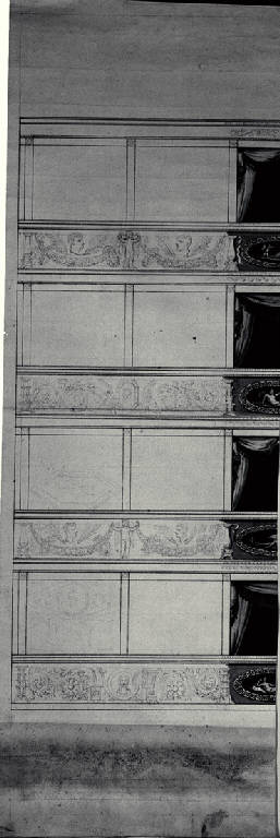 Prospetto parziale di balconata del Teatro di Monza (disegno) di Amati, Carlo (sec. XIX)
