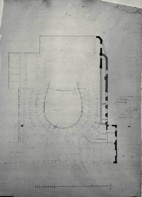 Pianta del Teatro di Monza (disegno) di Amati, Carlo (sec. XIX)