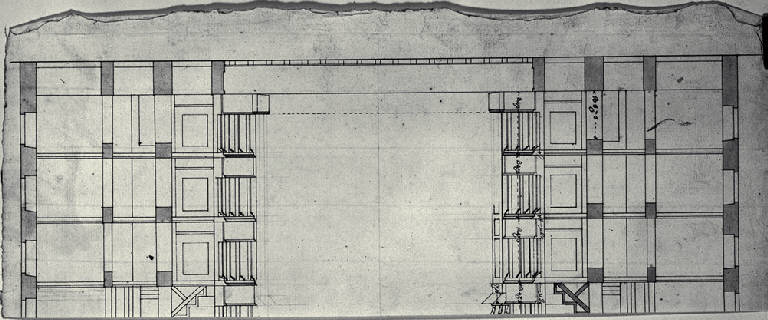 Sezione trasversale del Teatro di Monza (disegno) di Amati, Carlo (sec. XIX)