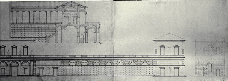 Prospetto e sezione di un'aula accademica (?) (disegno) di Amati, Marco (sec. XIX)