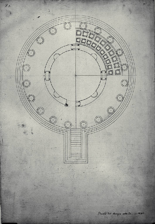 Pianta del tempio rotondo periptero (disegno) di Amati, Marco (sec. XIX)