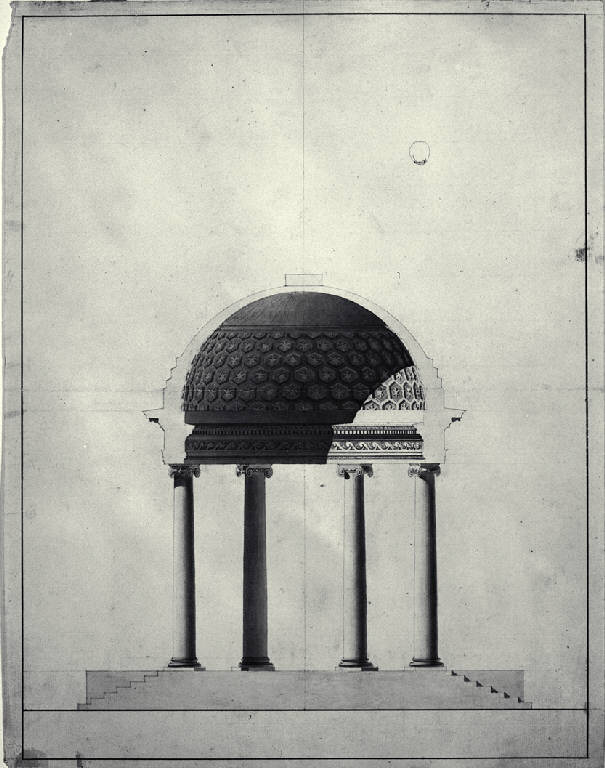 Sezione di un tempio rotondo (disegno) di Amati, Carlo (sec. XVIII)