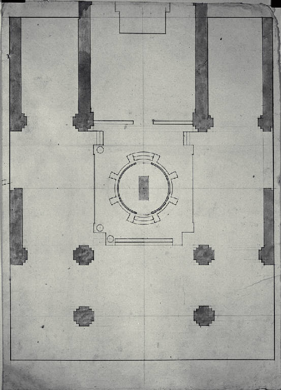 Pianta del catafalco per il conte Giovanni Bovara a Milano (disegno) di Amati, Carlo (sec. XIX)