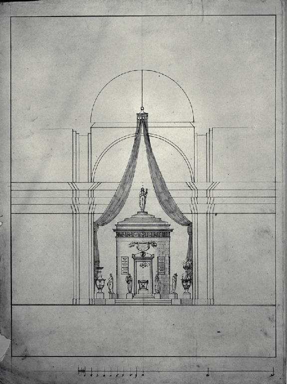 Prospetto del catafalco per il conte Giovanni Bovara a Milano (disegno) di Amati, Carlo (sec. XIX)