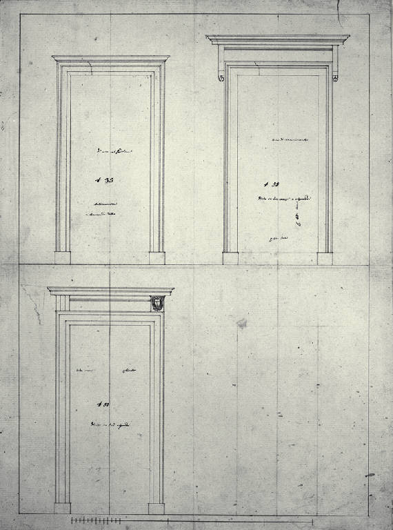 Prospetto di porte per la Villa Durini a Fabbrica (?) (disegno) di Amati, Carlo (sec. XIX)