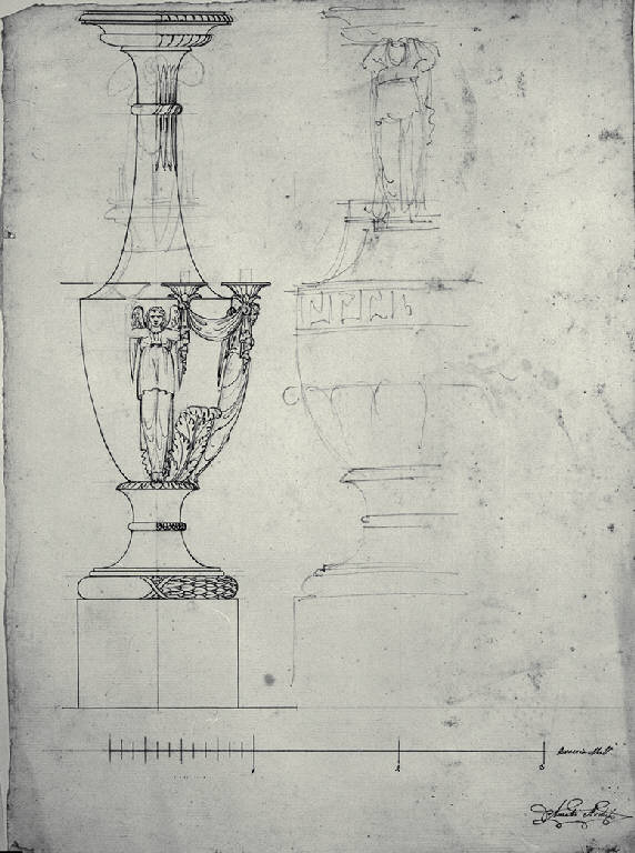 Urne funerarie (?) (disegno) di Amati, Carlo (sec. XIX)