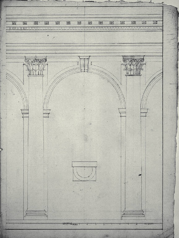 Prospetto di intercolunnio con arco di ordine corinzio (disegno) di Amati, Carlo (sec. XIX)
