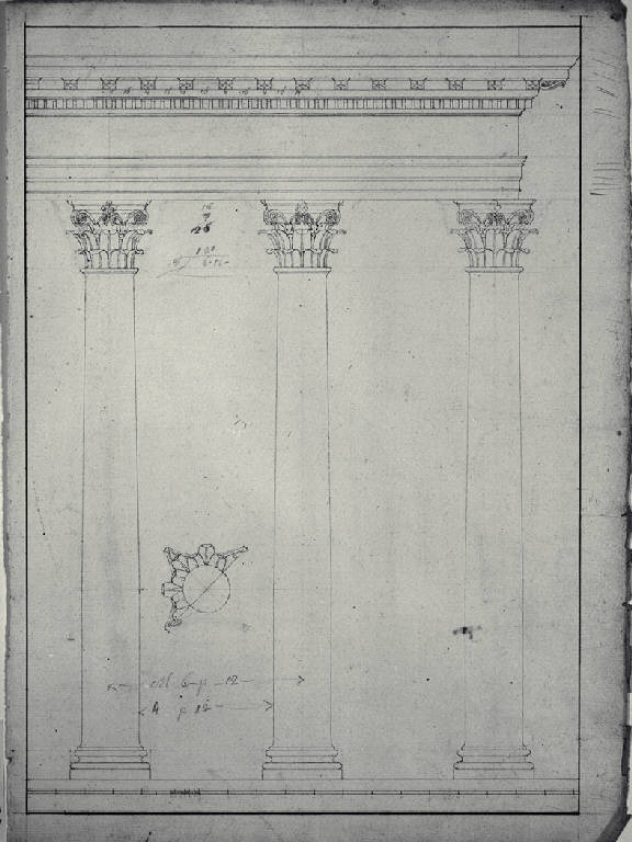 Prospetto di intercolunnio con arco di ordine corinzio (disegno) di Amati, Carlo (sec. XIX)