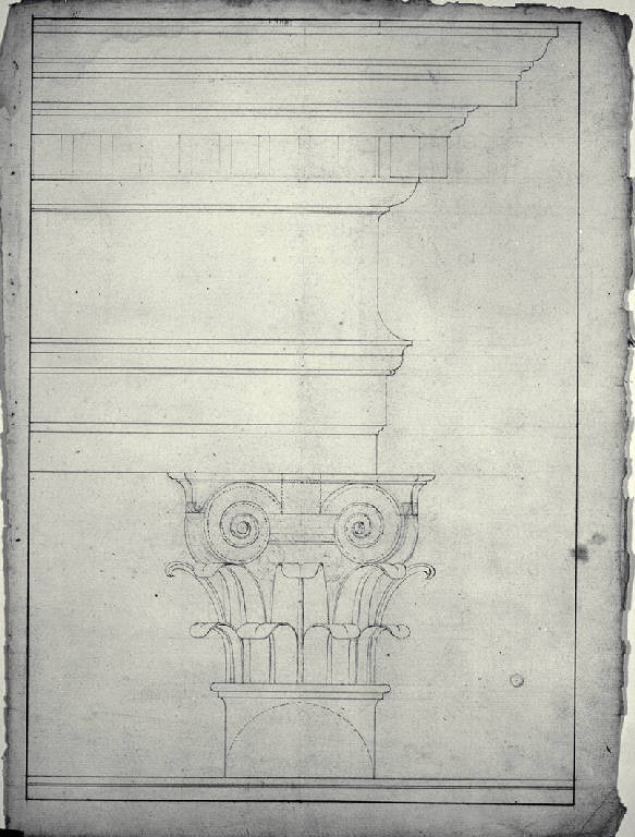Prospetto di trabeazione e capitello di ordine composito (disegno) di Amati, Carlo (sec. XIX)