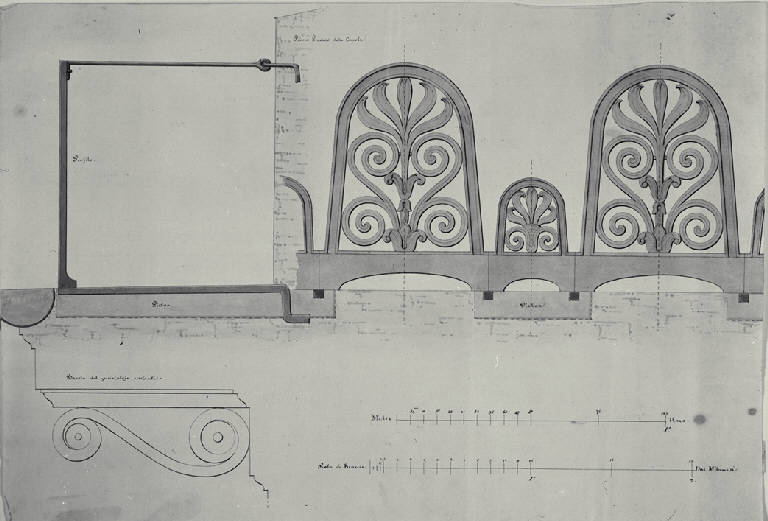 Prospetto di antefissa della cupola della chiesa di S. Carlo a Milano (disegno) di Amati, Carlo (sec. XIX)