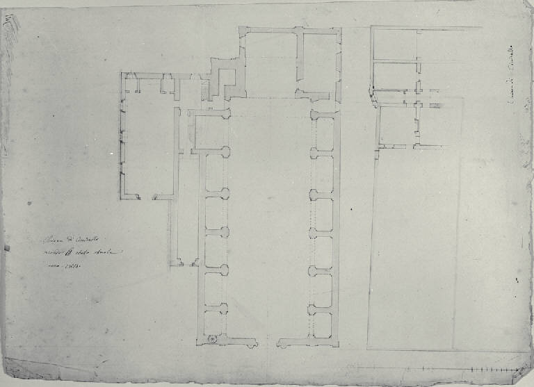 Pianta della chiesa di S. Ambrogio ad Nemus a Cinisello (disegno) di Amati, Carlo (sec. XIX)