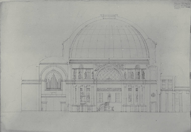 Sezione trasversale della chiesa di S. Carlo a Milano (disegno) di Amati, Carlo (sec. XIX)