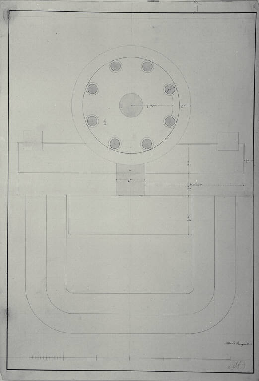 Pianta dell'altare della chiesa di S. Giorgio a Rovagnate (disegno) di Amati, Carlo (sec. XIX)