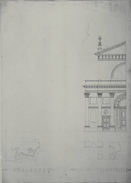Pianta e prospetto della fronte di una chiesa (disegno) di Amati, Carlo (sec. XIX)