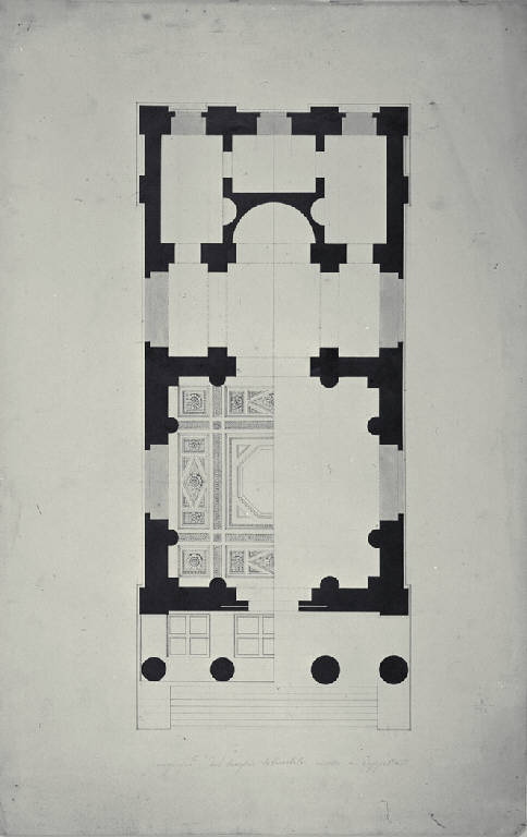 Pianta di tempio tetrastilo (disegno) di Ferrari, Carlo (sec. XIX)