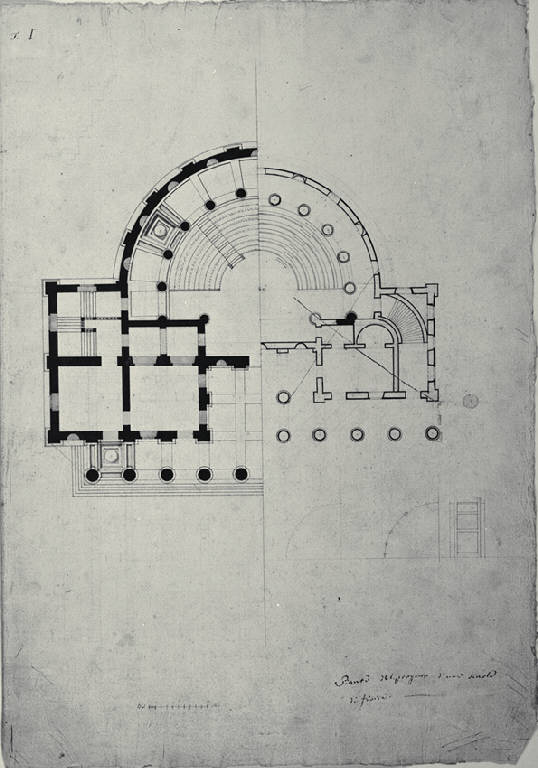Pianta di una scuola di fisica (disegno) di Amati, Marco (sec. XIX)