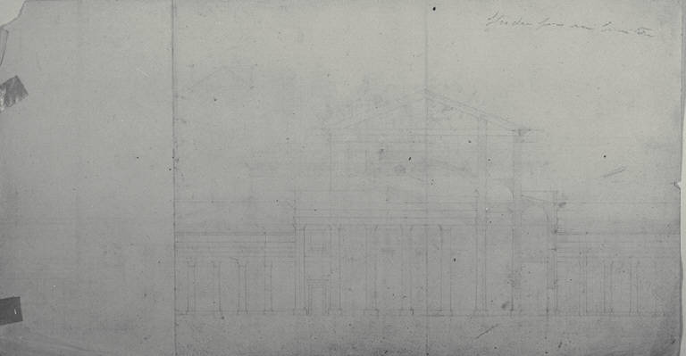 Prospetto di ingresso principale di un cimitero (disegno) di Amati, Carlo (prima metà sec. XIX)