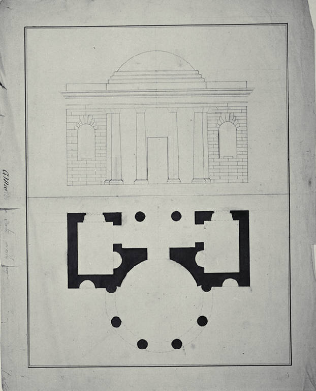 Pianta e prospetto di padiglione per giardino (disegno) di Amati, Carlo ((?)) (prima metà sec. XIX)